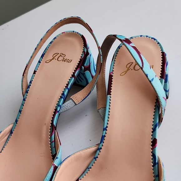 J. Crew Blue and Burgundy Sling Back Heels - Picture 3 of 10